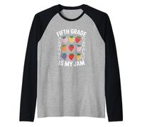 Women Fifth Grade is My Jam Strawberry Fifth Grade Teacher Raglan Baseball Tee