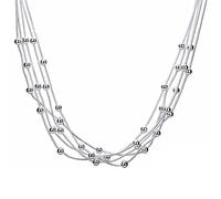 women fine jewelry 18'' five lines beads snake chain balls multilayer necklaces collares Made in China
