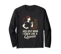 Women Firewood Processor Gift Log Splitting Crew Power Long Sleeve T-Shirt