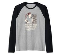 Women Firewood Processor Gift Log Splitting Crew Power Raglan Baseball Tee