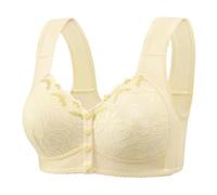 Women Fixed Cup Front Closure Middle-aged Underwear Plus Size Wireless Bra Thin Vest Style Bra, Comfortable Support Lingerie for Large Bust and Elderly