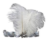 Women Flapper Headband Roaring 20s Accessories Fascinators for Women Hair Accessory Great Gatsby Headpiece C64-White