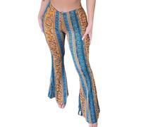 Women Flared Bell Bottoms Floral Boho High Waisted Fit Flare Leggings Stretchy Bootcut Yoga Pants Hippie Pants