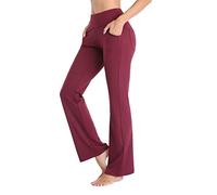 Women Flared Leggings with Pockets High Waist Bootcut Yoga Pants Tummy Control Stretch Flared Trousers for Workout Fitness Gym