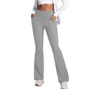 Women Flared Leggings with Pockets High Waist Bootcut Yoga Pants Tummy Control Stretch Flared Trousers for Workout Fitness Gym