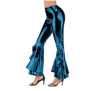 Women Flared Trousers Sale Clearance Fancy Dress Costume Tummy Control Hippie Bell Bottom Disco Costume Solid Color Pants Wide Leg Leggings for Dance Comfortable Sweatpants Going Out Party Trouser