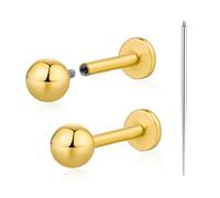 Women Flat Back Ball Stud Earrings Titanium Hypoallergenic Earrings Stud for Sensitive Ears Simple Classic Stud Earring, 4 mm, Titanium, No Gemstone