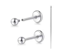 Women Flat Back Ball Stud Earrings Titanium Hypoallergenic Earrings Stud for Sensitive Ears Simple Classic Stud Earring, 5 mm, Titanium, No Gemstone
