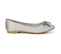Women Flat Bridal Satin Slip On Ballerina Pumps Ladies Diamante Bow Bridesmaid Shoes Size 3-8