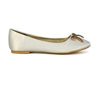 Women Flat Bridal Satin Slip On Ballerina Pumps Ladies Diamante Bow Bridesmaid Shoes Size 3-8