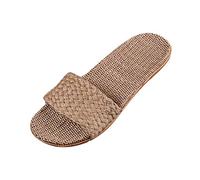 Women Flat Sandals Rainbow Strap Slippers Comfort Linen Slippers Wide Open Toe Sandals Summer Beach Sandal Soft Walking Sandal Anti-Slip Outdoor Shoes Bohemian Slip-On Sandalen
