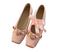 Women Flat Sandals Wide Fit Ballet Sandals Dance Sandal Square Head Shallow Mouth Sandal Close Toe Slip On Shoe Comfortable Lightweight Slipper Low Wedge Shoe Party Shoes Bridal Wedding Party Shoes