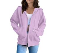 Women Fleece Hoodie, Hoodies for Women UK 2024 Trendy Graphic Casual Comfy Drawstring Hooded Pullover with Pockets Winter Oversized Y2K Sweatshirts 30th Birthday Gifts for Women,Light Purple,S,U60K