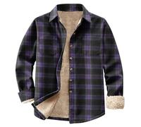 Women Fleece Lined Jackets - Plaid Soft Fuzzy Coat, Flannel Long Sleeve Button Down Shackets, Fluffy Sherpa Winter Warm, Checked Lumberjack Shirt, Ladies Elegant Plush Tops, Overshirt, Pocket, Work