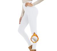 Women Fleece Lined Leggings Ladies Thermal Winter Thick Yoga Pants Elastic High Waisted Cashmere Warm Tights Full Length Gym Workout Sports Leggings Soft Stretchy Fur Lined Leggings