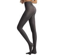 Women Fleece Lined Tights Fake Translucent Sheer Tights Thermal Warm High Waisted Tummy Control Footed Pantyhose Full Length Stretrchy Leggings 80 Denier Semi Opaque Pantyhose