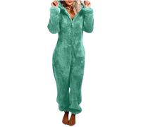 Women Fleece Pajamas One Piece Zip Up One Piece Double-Sided Velvet Hooded Pajamas Cozy Sleepwear Pyjamas Teddy Fluffy Jacket Autumn Winter Warm Loungewear Jumpsuit Comfy UK