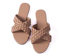 Women Flip-Flops Bow Sandals Beach Flat Rivets Rain Jelly Sandals, Nude, 5.5 UK