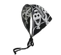 Women Floral Crochet Headbands Cute Knitted Hairbands Hair Scarf Head Wraps Christmas Vintage Knitted Head Kerchief (Black Ghost B, One Size)