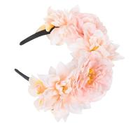Women Floral Headband Vintage Peony Crown Cloth Decorative Pink
