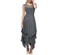 Women Floral Printed Knee Lenght Dress Knot Front Gathered V-Neck Front Stretch Sky Blue Bridesmaid Dresses Sun Dresses Size 18 Tight Black Skirt Short (Grey, L)