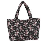 Women Floral Puffy Padded Tote Shoulder Bag Large Capacity Daily Use(Black Rose) (style1)