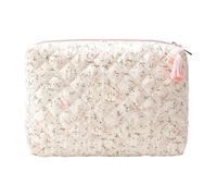 Women Floral Quilted Travel Case with Zipper Cosmetics Toiletry Organizer Large Capacity School Pencil Pouch for Work Daily Holiday Gifts