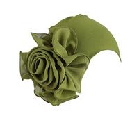 Women Flower Retro Twisted Design Turban Cap Bonnet Hat Pile Flowers Hat Cap Ladies Hat Lightweight Army Green One Size
