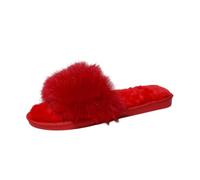 Women Fluffy Slippers UK Open Toe Plush Sliders Soft Fuzzy House Shoes | Lightweight Faux Fur Slipper Comfortable Lounge Cosy Shoe Non-Slip Rubber Soles Slipper