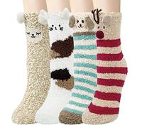 Women Fluffy Socks Gifts Winter Warm Thick Cozy Thermal Socks Fuzzy Cute Animal Bed Socks for Women and Girls Best Present Ideas for Christmas Valentine's Day Mother's Day (Multicolor-2)