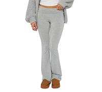Women Fold Over Waistband Yoga Pants Low Rise Bootcut Stretchy Flare Pants Y2k Slim Fit Leggings Bell Bottoms (A-Gray, S)