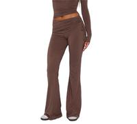 Women Fold Over Waistband Yoga Pants Low Rise Bootcut Stretchy Flare Pants Y2k Slim Fit Leggings Bell Bottoms (C-Coffee, S)
