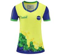Women Football Jersey Sports Fans Outdoor Soccer T-Shirts Athletic Slim Fit Activewear Tops Brazil M