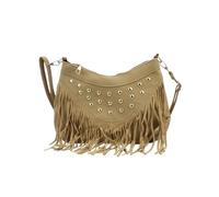 Women Fringe Purse Crossbody Bags Studded Faux Suede Hippie Tassel Hobo Shoulder Messenger Purse Vintage Handbags, Khaki(studded Tassel), One Size