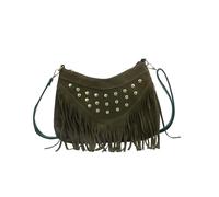 Women Fringe Purse Crossbody Bags Studded Faux Suede Hippie Tassel Hobo Shoulder Messenger Purse Vintage Handbags, Green(studded Tassel), One Size