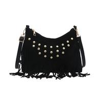 Women Fringe Purse Crossbody Bags Studded Faux Suede Hippie Tassel Hobo Shoulder Messenger Purse Vintage Handbags, Black(studded Tassel), One Size