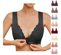 Women Front Fastening Bras Uk Sexy Lace Wireless Bras Full Coverage Push up Stretchy Wide Strap Bralette Seamless Backless High Support Sports Bra Comfort Breathable Everyday Brassiere Plus Size M-9XL