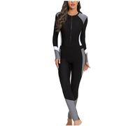 Women Full Body Rash Guard Swimsuit Long Sleeve One Piece Swimwear Modest Swimming Costume Zip Front Rash Guard Swimsuits Tropical Floral Print Beachwear Sun Protection Athletic Surfing Bathing Suit