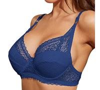 Women Full Cup Thin Underwear Small Bra Plus Size Wireless Adjustable Lace Bra Breast Cover B D Cup Large Size Lace Bras Women Sports Bra Pack Dark Blue