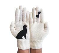 Women Full Finger Gloves Printing Gloves Winter Gloves Touchscreen Gloves Warm Gloves Winter Dog and Bones Print Outdoor Gloves Gloves Mittens Couple Warm Gloves Touchscreen Thin (White, One Size)