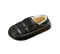 Women Full Slippers Slip On Waterproof Shoes Fur Lined Outdoor Snow Shoes Boots Memory Foam Slippers Ladies Winter Warm Flat Quilted Shoes Cosy Comfy Casual Lightweight House Cloud Slippers UK Sale