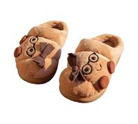 Women Funny Croissant Slippers Warm Home Slipper for Couples Winter Indoor Cute Shoes Women Men Soft Footwear Casual Indoor Slides with Cozy Slip Sole Relaxing Houseshoes (1-Brown, 6.5)