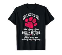 Women Funny Girl Loves Tattoos & Dogs Tattoo & Dog Lover T-Shirt