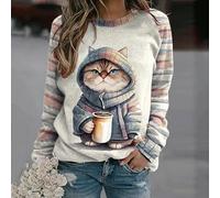 Women Funny Kawaii Animals Print Sweatshirts Female Cute O-Neck Pullover Women's Sweatshirt-W010204-HH12100-2XL