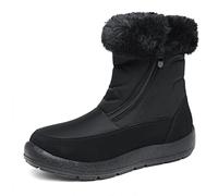 Women Fur Lined Womens Snow Boots Ladies Snug Warm Fashion Slip on Ankle Boots Zip Black 5