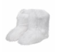 Women Furry Faux Fur Boots Fluffy Fuzzy Comfy Snow Boot Colorful Round Toe Suede Flat Shoes Rubber Sole Girl Outdoor Indoor Christmas Fashion Party (Artificial Fox Fur/White/6