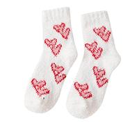 Women Furry Thickened Mid Tube Socks Warm Love Floor Socks Confinement Socks Boot Socks for Women (A, One Size)