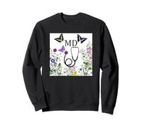 Women Future Doctor Stethoscope M D Wildflowers Design Sweatshirt
