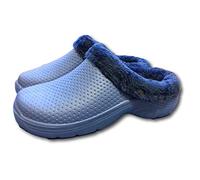Women Garden Shoes Winter Mens Lined Clog Warm Garden Slippers Waterproof Gardening Clogs Slip-on Mules House Slippers Kitchen Work Clogs (Blue, Numeric_2)