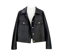 Women Genuine Leather Jacket Spring Casual Single Breasted Long Sleeve Real Sheepskin Short Coat